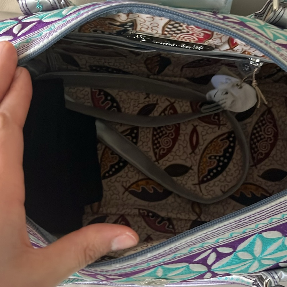 Embroidered Barrel Mini Bag in Teal & Purple - Picture 5 of 6